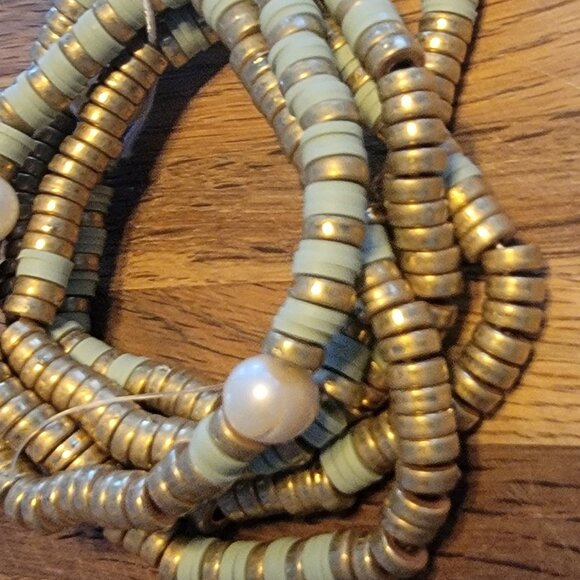 Meghan Browne Style Lynn Mint 5 Strand Mixed Texture Boho Bracelets - Picture 8 of 14